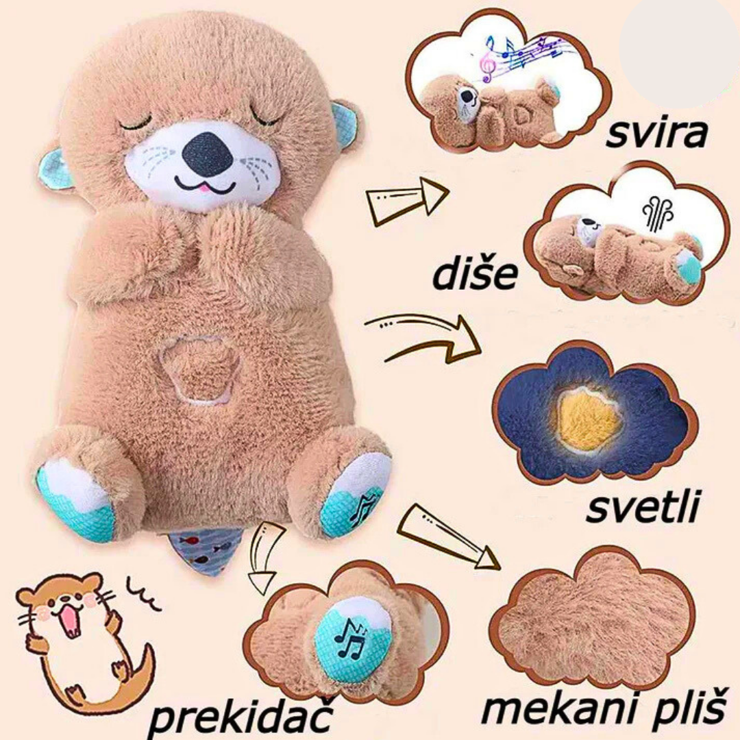 Meda koji spava diše svetli i svira uspavanke