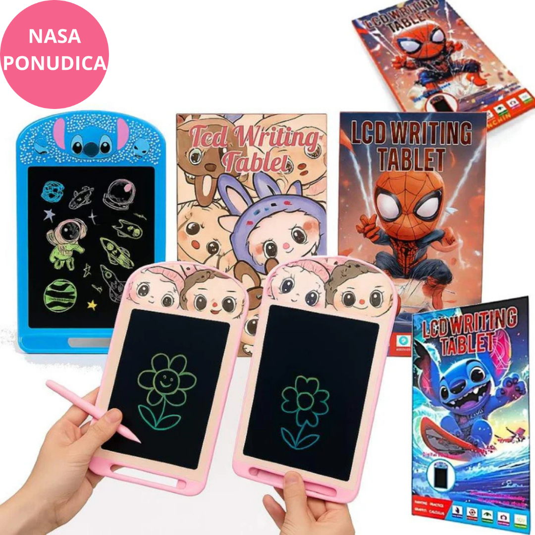 LCD Tablet Piši–Briši za decu – Spiderman / Labubu / Stitch – edukativna digitalna tabla