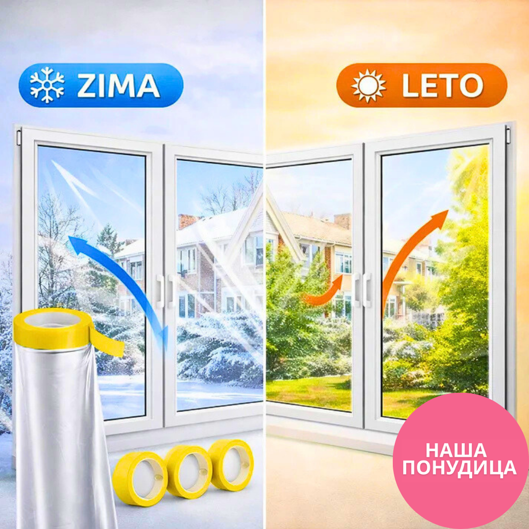 Folija za termo izolaciju prozora – protiv hladnoće, toplote i promaje – Shrink Fit