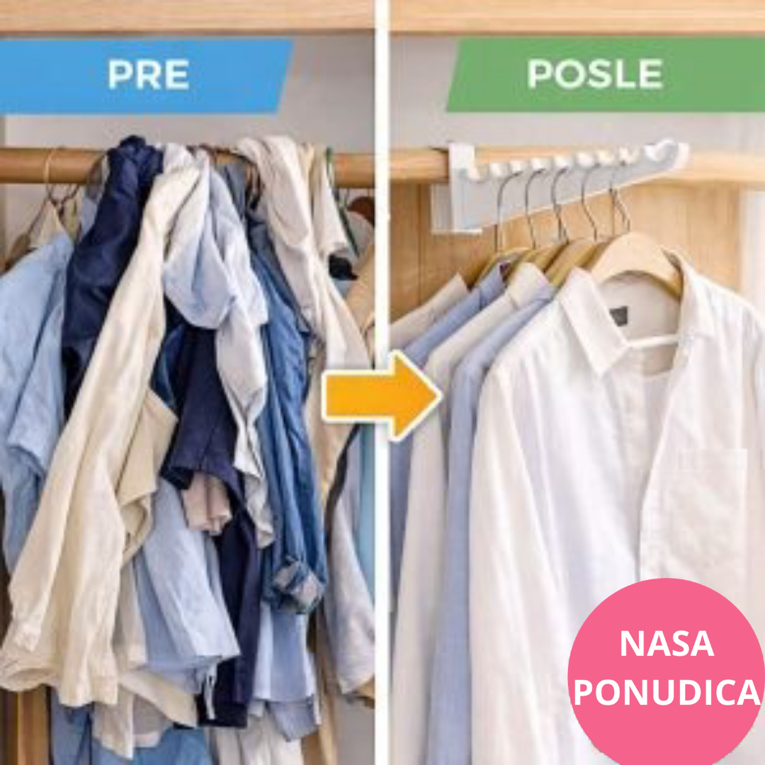 Organizator za garderobu – držač za kačenje vešalica