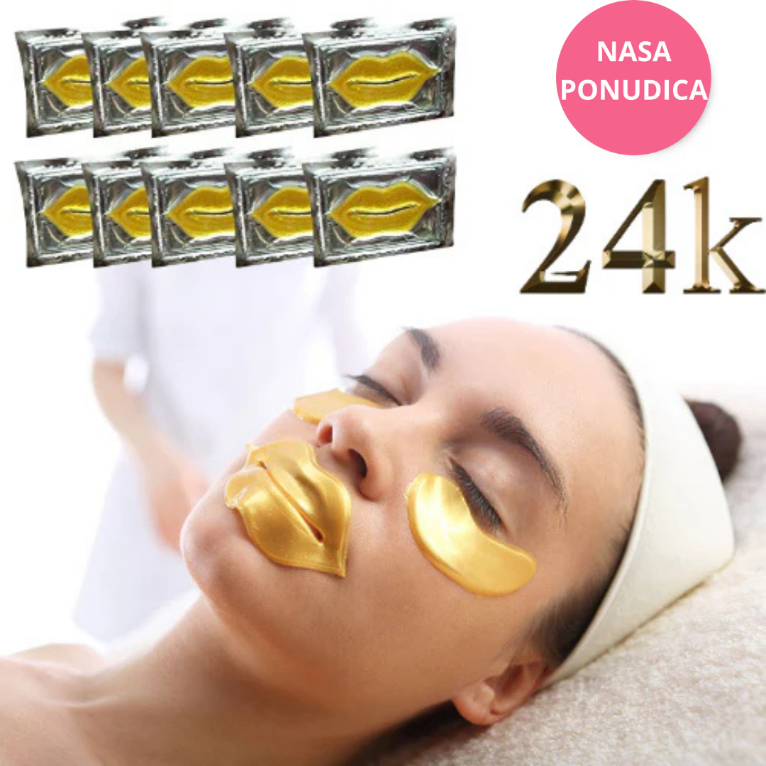 100% Bio kolagen maska za usne sa 24k zlatom -3komada