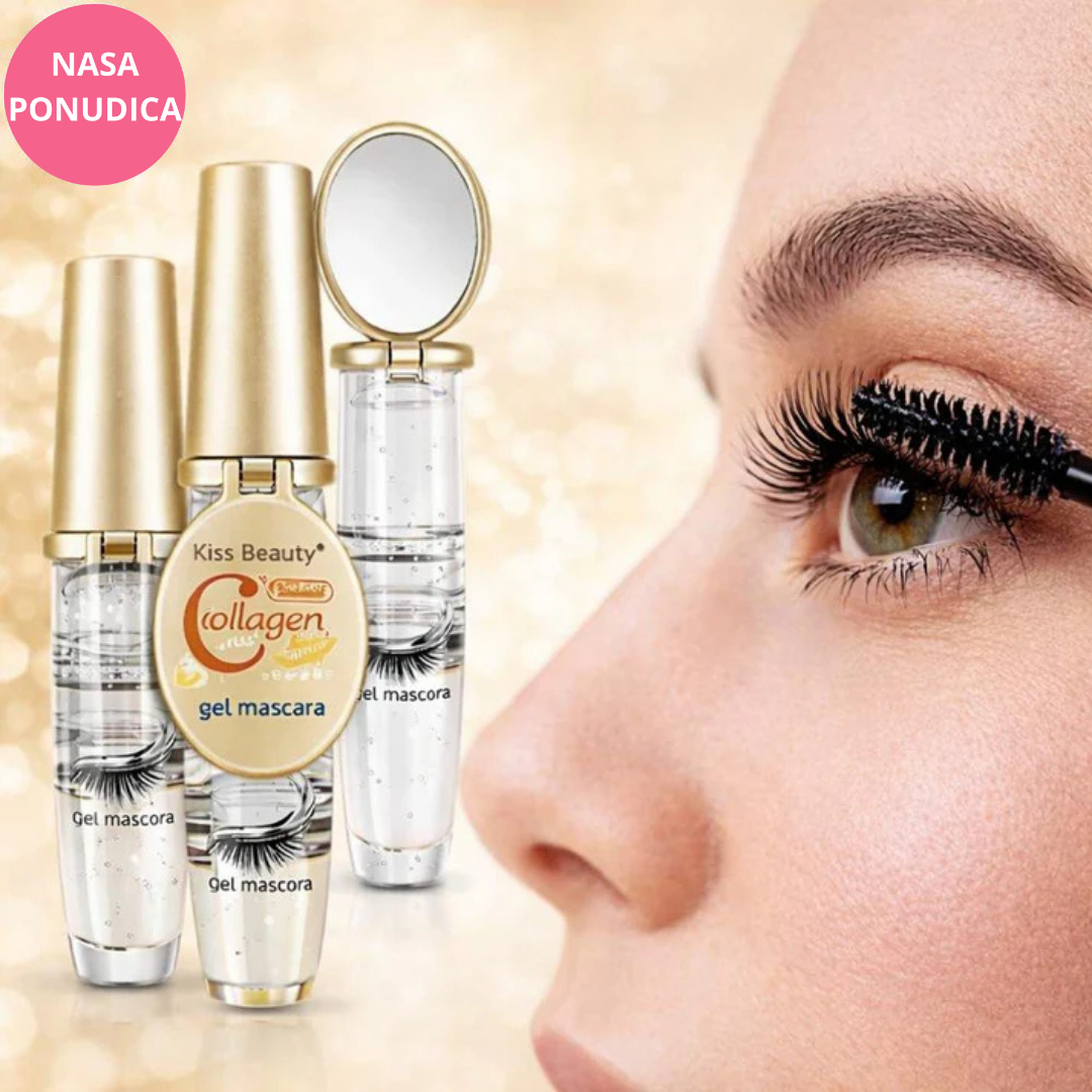 Collagen Gel Mascara – 2 u 1 Kiss Beauty maskara i ogledalce