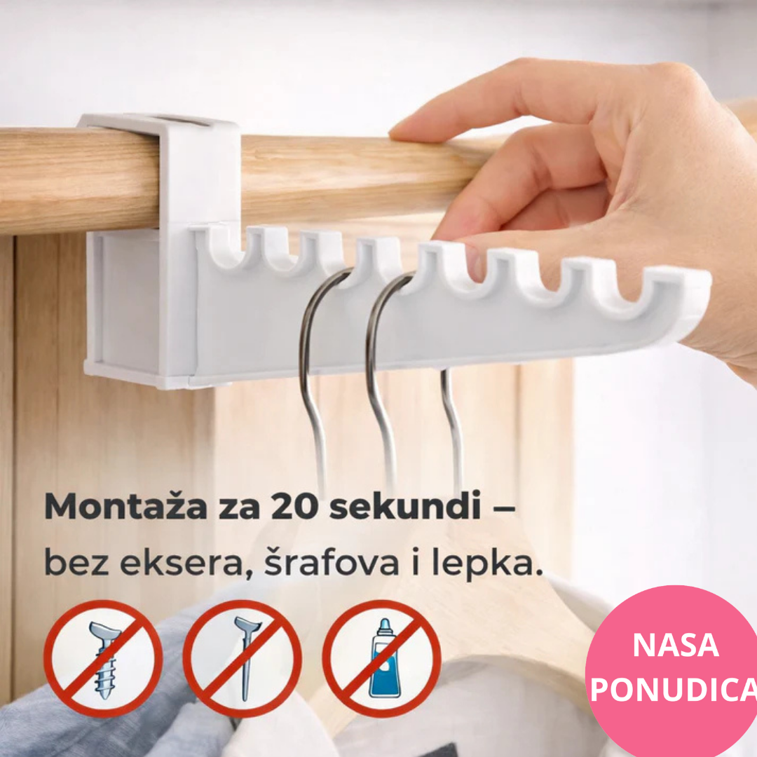 Organizator za garderobu – držač za kačenje vešalica