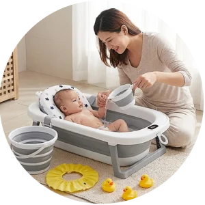 Komplet 8 u 1 za kupanje i negu – slopiva kadica za bebe
