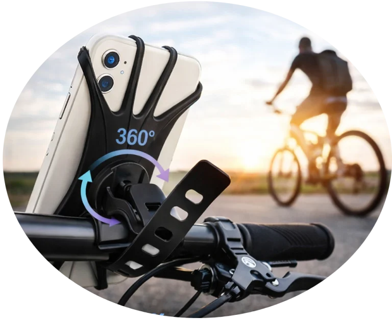 Silikonski 360° rotirajući držač za mobilni telefon – za bicikle, bebi kolica i skutere