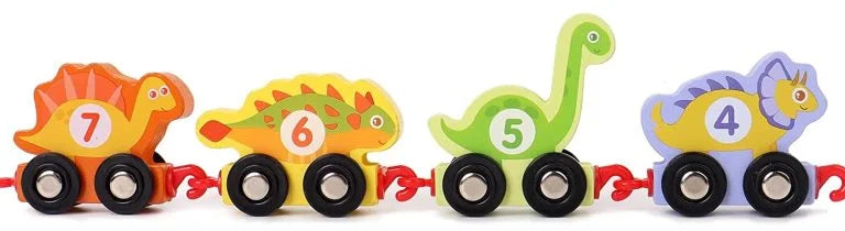 Drveni voz sa dinosaurusima i brojevima